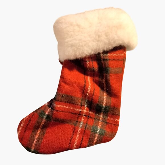 Vintage Tartan Plaid Stocking Handcrafted mitten snowman Pin Christmas Lot 2 - Picture 6 of 8